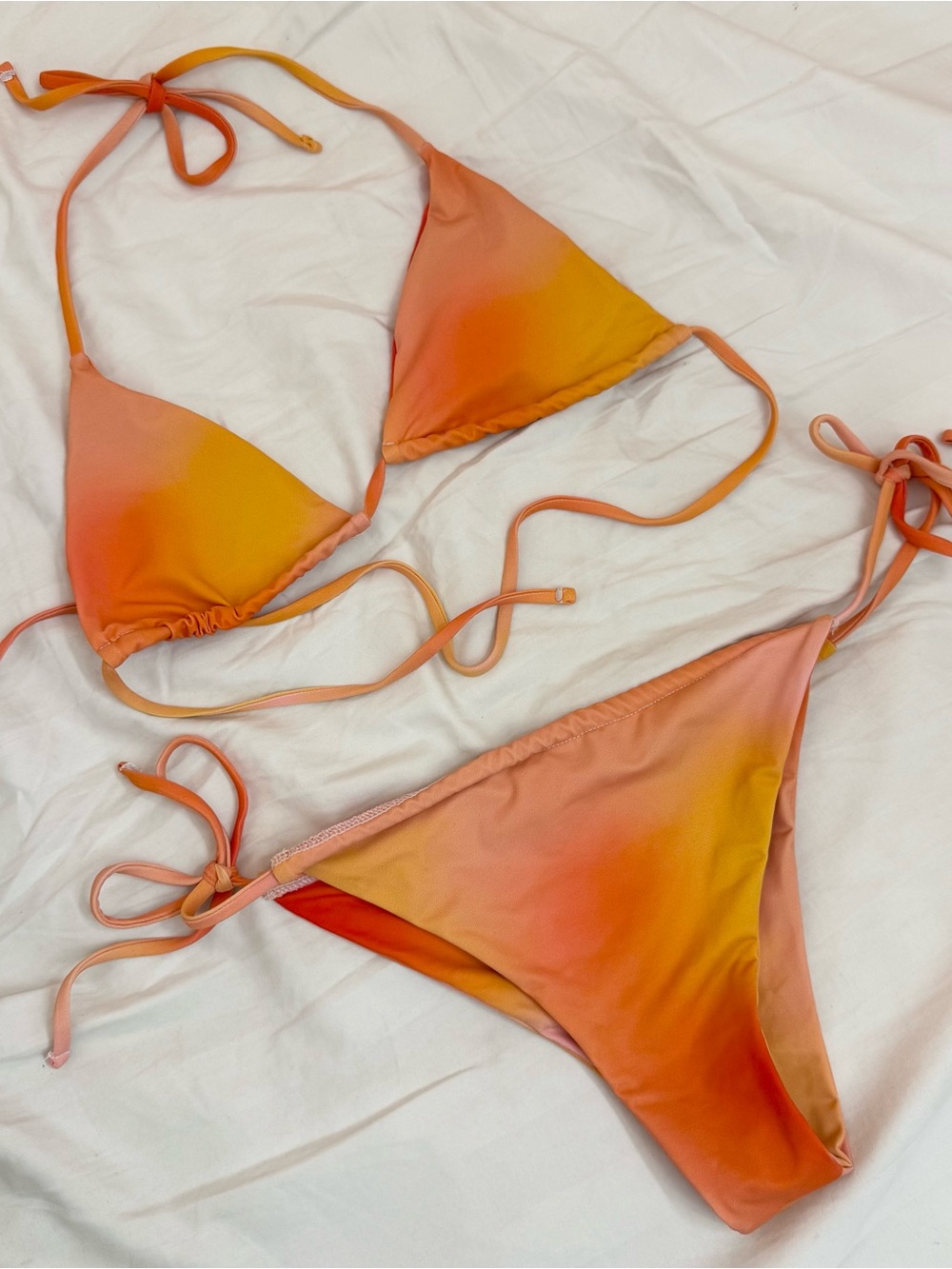 Orange Gradient Ombré Tie-String Bikini Set Size Small